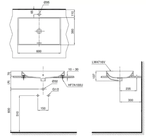 Chậu Rửa Mặt TOTO LT4716G17#XW Đặt Bàn - 5