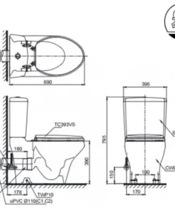 Bồn Cầu Điện Tử TOTO CS945PDW16#W Kèm Nắp Rửa Điện Tử WASHLET Dòng C2 – TCF23410AAA (220V) - 10 Bồn Cầu Điện Tử TOTO CS945PDW16#W Kèm Nắp Rửa Điện Tử WASHLET Dòng C2 – TCF23410AAA (220V) - 9