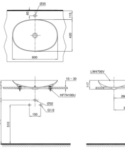 Chậu Rửa Mặt TOTO LT4706#XW Đặt Bàn - 10 Chậu Rửa Mặt TOTO LT4706#XW Đặt Bàn - 9