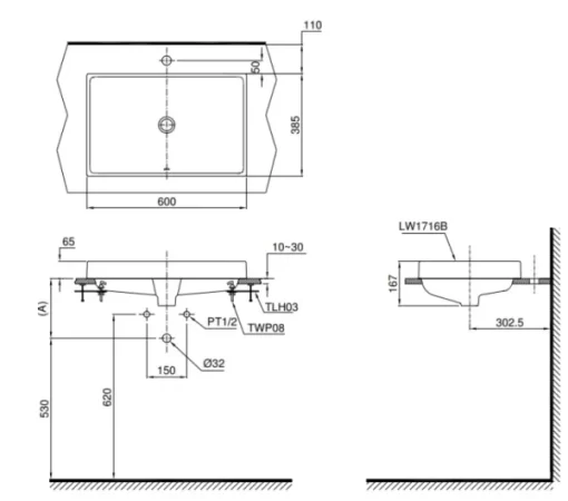 Chậu Rửa Mặt TOTO L1716#W Đặt Bàn - 5