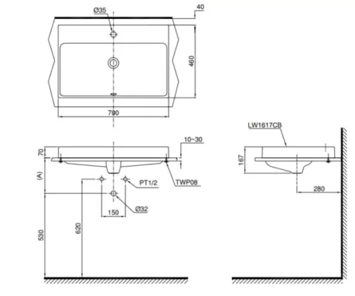 Chậu Rửa Mặt TOTO LW1617C#W Đặt Bàn - 5
