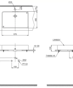 Chậu Rửa Mặt TOTO LT952#XW Đặt Bàn - 10 Chậu Rửa Mặt TOTO LT952#XW Đặt Bàn - 9