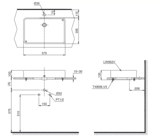 Chậu Rửa Mặt TOTO LT952#XW Đặt Bàn - 5
