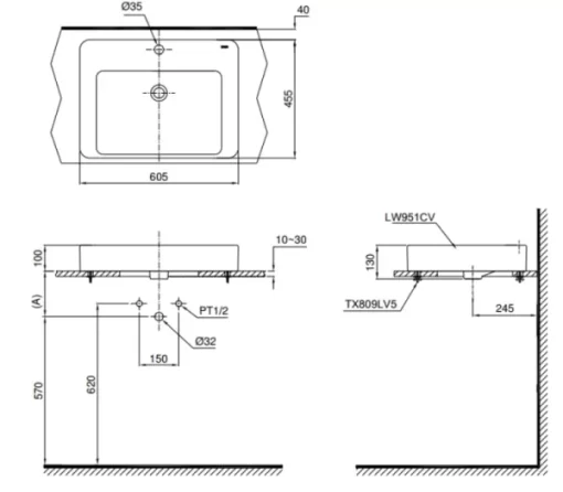 Chậu Rửa Mặt TOTO LT951C#W Đặt Bàn - 5