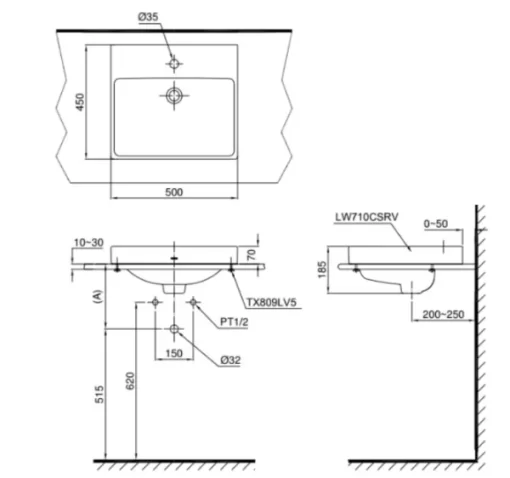 Chậu Rửa Mặt TOTO LT710CSR#XW Đặt Bàn - 5
