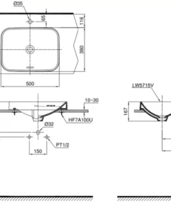 Chậu Rửa Mặt TOTO LT5715#XW Đặt Bàn - 9