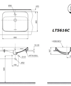 Chậu Rửa Mặt TOTO LT5616C#XW Đặt Bàn - 9