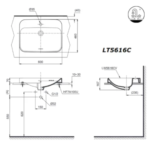 Chậu Rửa Mặt TOTO LT5616C#XW Đặt Bàn - 5
