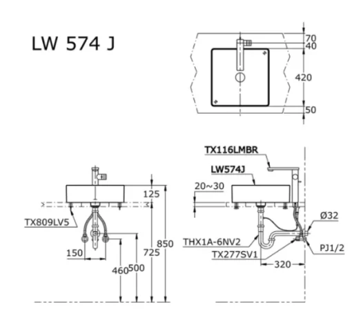 Chậu Rửa Mặt TOTO LW574JW/F#W Đặt Bàn - 5