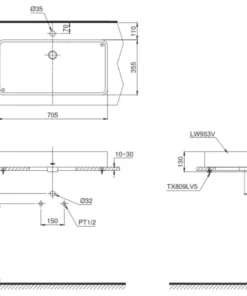 Chậu Rửa Mặt TOTO LT953#W Đặt Bàn - 9