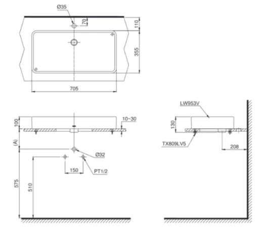 Chậu Rửa Mặt TOTO LT953#W Đặt Bàn - 5