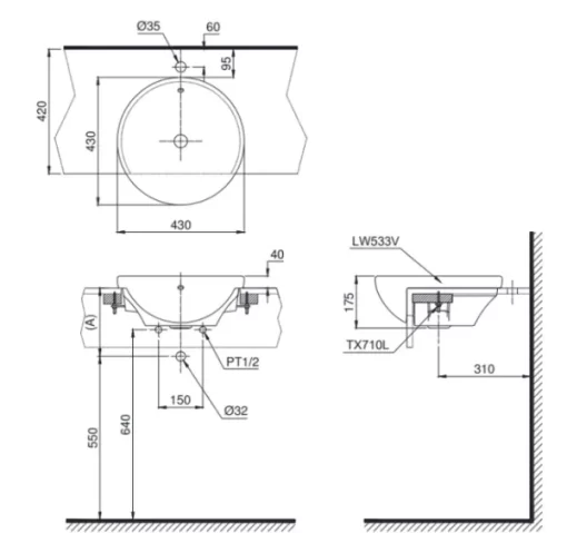 Bồn Tiểu Nam Treo Tường TOTO USWN925AEV#XW Tích Hợp Cảm Ứng Tự Động - 9