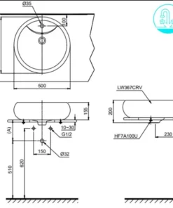 Chậu Rửa Mặt TOTO LT367CR#XW Đặt Bàn - 9