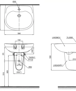 Chậu Rửa Mặt Lavabo TOTO LHT239CR#W Treo Tường Chân Ngắn - 10 Chậu Rửa Mặt Lavabo TOTO LHT239CR#W Treo Tường Chân Ngắn - 9