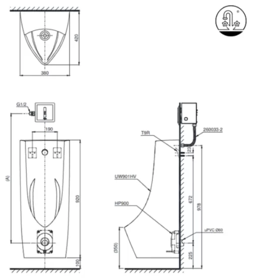 Bồn Tiểu Nam TOTO UT901H#XW Treo Tường - 7