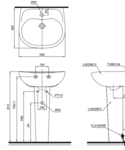 Chậu Rửa Mặt Lavabo TOTO LPT236CS#W Treo Tường Chân Dài - 10 Chậu Rửa Mặt Lavabo TOTO LPT236CS#W Treo Tường Chân Dài - 9