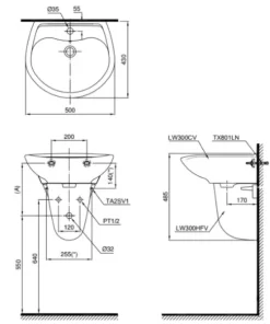 Chậu Rửa Mặt Lavabo TOTO LHT300CR#W Treo Tường Chân Ngắn - 10 Chậu Rửa Mặt Lavabo TOTO LHT300CR#W Treo Tường Chân Ngắn - 9