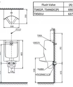 Bồn Tiểu Nam TOTO UT57S#W Treo Tường - 9