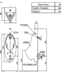 Bồn Tiểu Nam TOTO UT560T#XW Treo Tường - 9