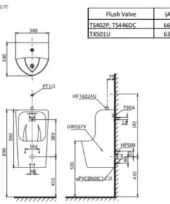Bồn Tiểu Nam TOTO UT557T#XW Treo Tường - 9