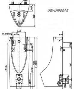 Bồn Tiểu Nam Treo Tường TOTO USWN900AE#XW/HHF90603 Cảm Ứng Dùng Điện 220V - 13