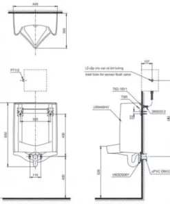 Bồn Tiểu Nam TOTO UT445H#W Treo Tường - 10 Bồn Tiểu Nam TOTO UT445H#W Treo Tường - 9