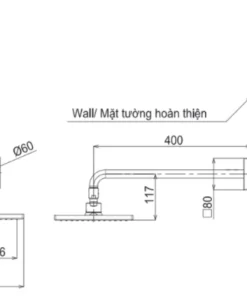 Bát Sen Gắn Tường TOTO TBW08001A Vuông 200mm - 11