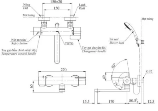 Sen Tắm TOTO TBV03427V/TBW01008A Nhiệt Độ - 5