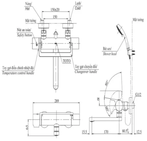 Sen Tắm TOTO TBV03429V/TBW01008A Nhiệt Độ - 5