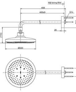 Bát Sen Gắn Tường TOTO TBW01003A Tròn 220mm - 9