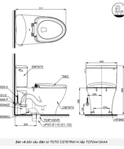 Bồn Cầu Điện Tử TOTO CS767RW14#XW Kèm Nắp Rửa Điện Tử WASHLET Dòng C5 – TCF24410AAA (220V) - 11