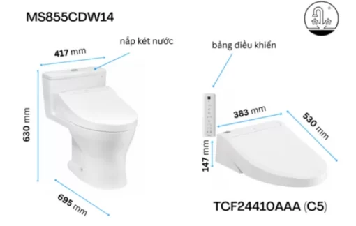 Bồn Cầu Điện Tử TOTO MS855DW14#XW Kèm Nắp Rửa Điện Tử WASHLET Dòng C5 – TCF24410AAA (220V) - 5