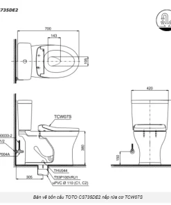 Bồn Cầu TOTO CS735DE2#XW 2 Khối Nắp Rửa Cơ TCW07S - 14 Bồn Cầu TOTO CS735DE2#XW 2 Khối Nắp Rửa Cơ TCW07S - 13