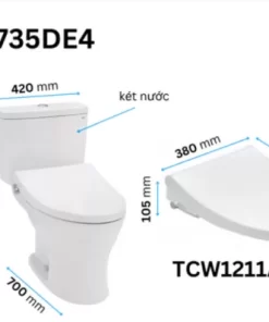 Bồn Cầu TOTO CS735DE4#XW 2 Khối Nắp Rửa Cơ TCW1211A - 11