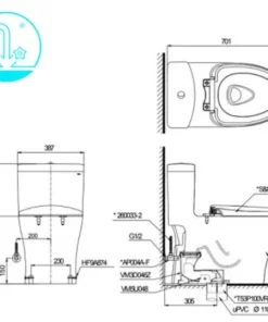 Bồn Cầu Điện Tử TOTO MS855DW7#XW Kèm Nắp Rửa Điện Tử WASHLET Dòng C2 – TCF6631A (220V) - 10 Bồn Cầu Điện Tử TOTO MS855DW7#XW Kèm Nắp Rửa Điện Tử WASHLET Dòng C2 – TCF6631A (220V) - 9
