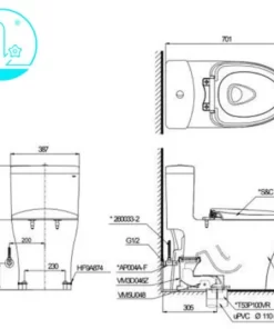 Bồn Cầu Điện Tử TOTO MS855DW6#XW Kèm Nắp Rửa Điện Tử WASHLET Dòng C5 – TCF6531Z (220V) - 10 Bồn Cầu Điện Tử TOTO MS855DW6#XW Kèm Nắp Rửa Điện Tử WASHLET Dòng C5 – TCF6531Z (220V) - 9