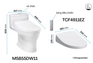 Bồn Cầu Điện Tử TOTO MS855DW11#XW Kèm Nắp Rửa Điện Tử WASHLET Dòng S7 – TCF4911Z (220V) - 13