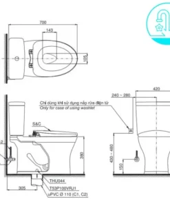 Bồn Cầu Điện Tử TOTO CS735DW7#XW Kèm Nắp Rửa Điện Tử WASHLET Dòng C2 – TCF6631A (220V) - 10 Bồn Cầu Điện Tử TOTO CS735DW7#XW Kèm Nắp Rửa Điện Tử WASHLET Dòng C2 – TCF6631A (220V) - 9