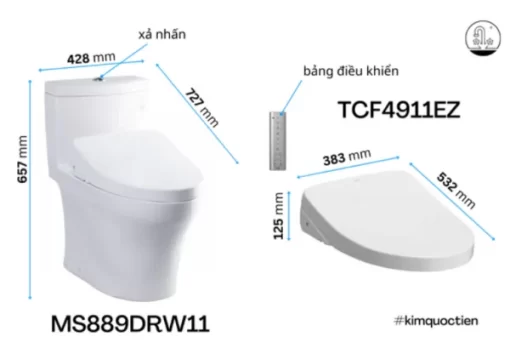 Bồn Cầu Điện Tử TOTO MS889DRW11#XW Kèm Nắp Rửa Điện Tử WASHLET Dòng S7 – TCF4911Z (220V) - 7