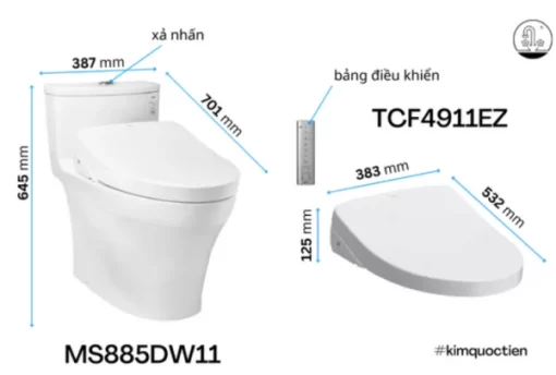 Bồn Cầu Điện Tử TOTO MS885DW11#XW Kèm Nắp Rửa Điện Tử WASHLET Dòng S7 – TCF4911Z (220V) - 7