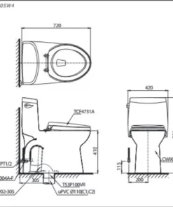 Bồn Cầu Điện Tử TOTO MS905W7#XW Kèm Nắp Rửa Điện Tử WASHLET Dòng C2 – TCF6631A (220V) - 10 Bồn Cầu Điện Tử TOTO MS905W7#XW Kèm Nắp Rửa Điện Tử WASHLET Dòng C2 – TCF6631A (220V) - 9