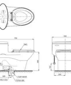 Bồn Cầu Điện Tử TOTO MS904W7#XW Kèm Nắp Rửa Điện Tử WASHLET Dòng C2 – TCF6631A (220V) - 9