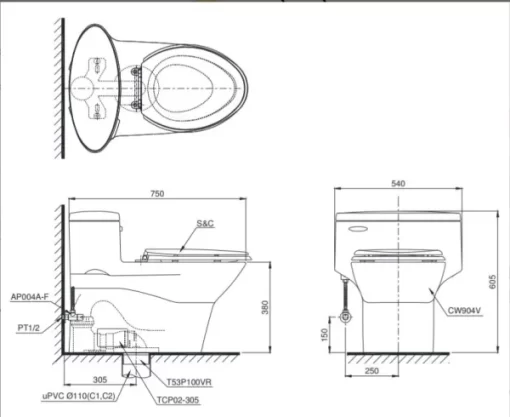 Bồn Cầu Điện Tử TOTO MS904W6#XW Kèm Nắp Rửa Điện Tử WASHLET Dòng C5 – TCF6531Z (220V) - 5