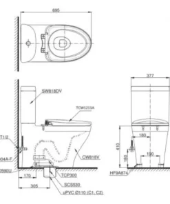 Bồn Cầu TOTO CS818DE4#XW 2 Khối Nắp Rửa Cơ TCW1211A - 10 Bồn Cầu TOTO CS818DE4#XW 2 Khối Nắp Rửa Cơ TCW1211A - 9