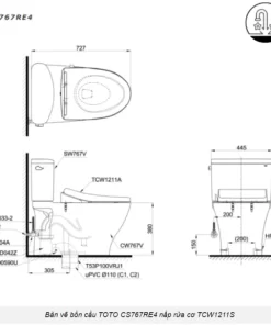 Bồn Cầu TOTO CS767RE4#XW 2 Khối Nắp Rửa Cơ TCW1211A - 14 Bồn Cầu TOTO CS767RE4#XW 2 Khối Nắp Rửa Cơ TCW1211A - 13