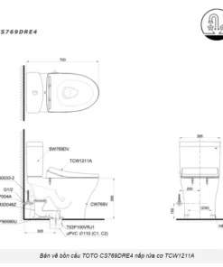 Bồn Cầu TOTO CS769DRE4#XW 2 Khối Nắp Rửa Cơ TCW1211A - 14 Bồn Cầu TOTO CS769DRE4#XW 2 Khối Nắp Rửa Cơ TCW1211A - 13