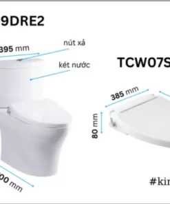 Bồn Cầu TOTO CS769DRE2#XW 2 Khối Nắp Rửa Cơ TCW07S - 11