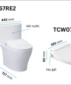 Bồn Cầu TOTO CS767RE2#XW 2 Khối Nắp Rửa Cơ TCW07S - 13