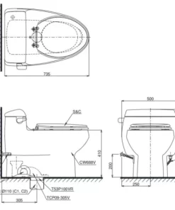 Bồn Cầu Điện Tử TOTO MS688W6#XW Kèm Nắp Rửa Điện Tử WASHLET Dòng C5 – TCF6531Z (220V) - 13