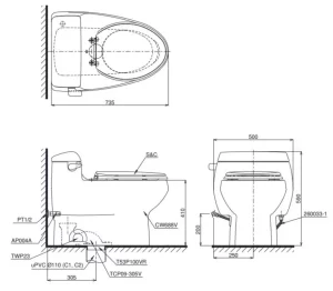 Bồn Cầu Điện Tử TOTO MS688W6#XW Kèm Nắp Rửa Điện Tử WASHLET Dòng C5 – TCF6531Z (220V) - 13